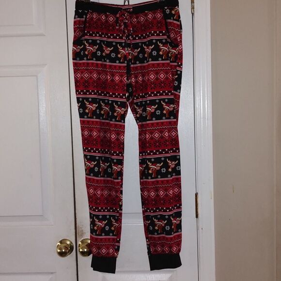 No Boundaries Winter Rudolph reindeer snowflake super soft pj pajama bottoms - Picture 1 of 5